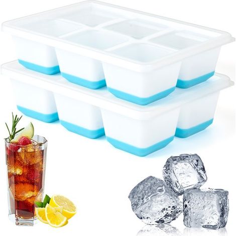 Vassoio per cubetti di ghiaccio a 6 scomparti – in silicone, senza BPA, per cocktail/whisky (set da 2) (1/4)