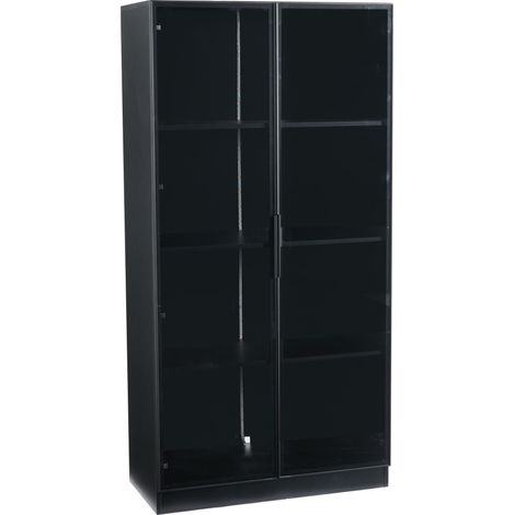 Vitrina de vidrio LED APP 80 x 40 x 160 cm, doble puerta, estantes regulables, negra MODENUIT (1/5)