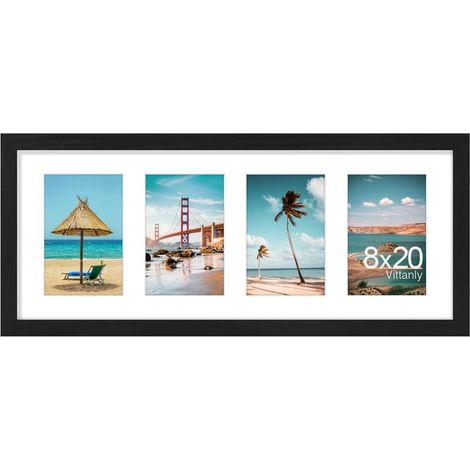 Cadre photo collage 8 x 20 pouces, pour 4 photos 4 x 6 avec passe-partout, décoration murale encadrée, noir (SKU produit : 98271485 SKU Offre : mwj25.10.24-21) (1/5)