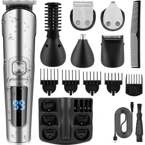 Tondeuse À Cheveux - Rasoir Électrique Étanche - Ensemble Soins Visage 6 En 1 - Batterie Lithium-ion Rechargeable - Pour Hommes - 1 Pièce