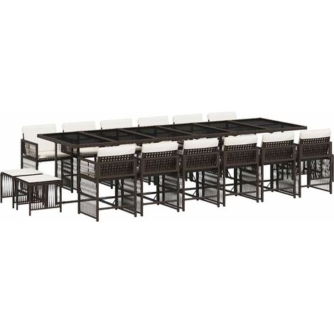 Maison Exclusive - Ensemble à manger de jardin et coussins 17 pcs marron rotin (1/5)