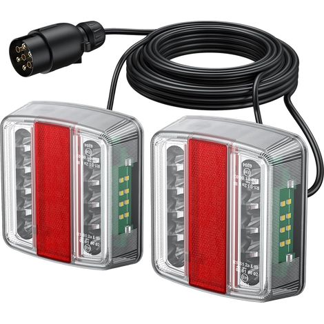 18 LED-Rücklichter für Anhänger, 12 V, bernsteinfarbenes Rücklicht mit 7,5 m Verkabelung, 7-poliger E11-Stecker, wasserdichte Anhängerleuchten nach IP65, Schraubmontage für Anhänger, LKW, Wohnwagen (1/5)