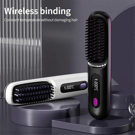 Peigne lisseur portable sans fil blanc (1/5)