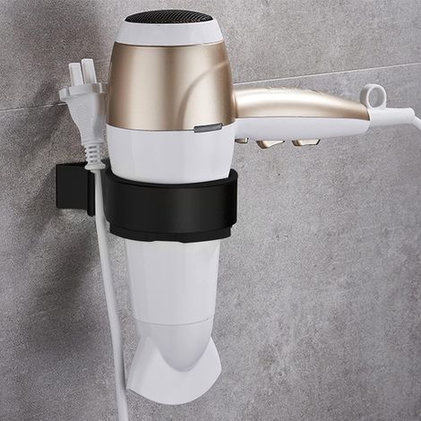 Support de sèche-cheveux en aluminium autocollant, support de fer à lisser sans Perçage, accessoires de salle de bain avec support de câble, noir-Fei Yu (1/5)