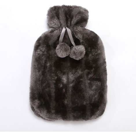Bouillotte 2L bouillotte chauffante bouillotte adulte et enfant bouillotte isolante bouillotte lit peluche, gris (1/3)