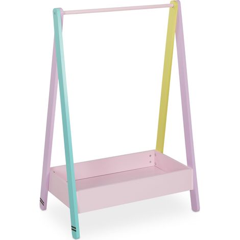 Penderie pour enfants avec rangement étagères 90 x 40 x 120 cm usage autonome design multicolore en bois pastel (1/4)
