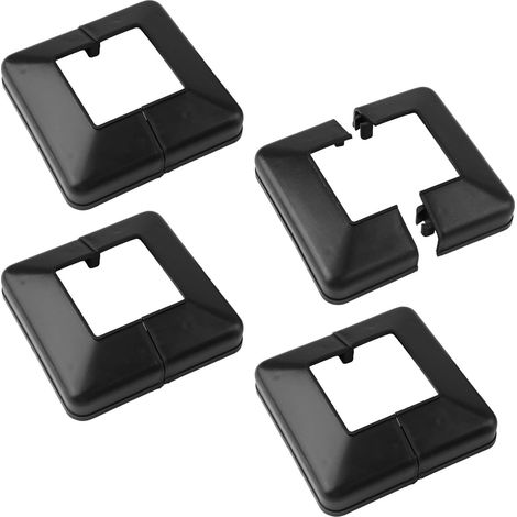 Lot de 4 caches de base de poteau en plastique - 60 x 60 mm - Couverture décorative pour rampe d'escalier - Noir (1/5)