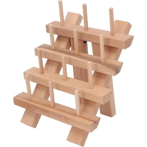 Support de rangement mural pliable pour 12 bobines de fil à coudre en bois, organiseur de canettes suspendu pour travaux d'aiguille, broderie et couture maison DIY (1/5)