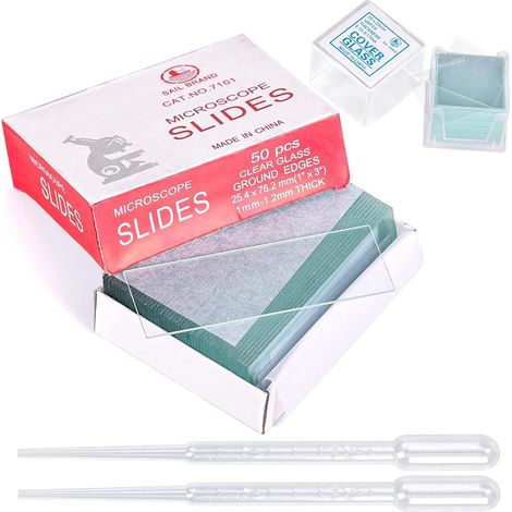 Microscope Blades 76 x 25 mm Pack of 50 + 100 Blade Covers 20 x 20 mm (1/5)
