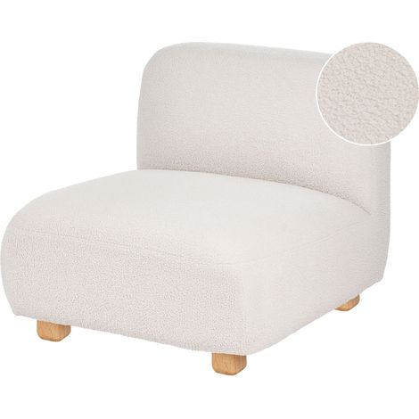 1-Seat Section Off-White Boucle Sofa Module Wooden Legs Modern Single-Seat AMLI (1/5)