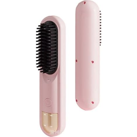 Brosse à cheveux ionique sans fil - Lisse et boucle, anti-frisottis, rechargeable rose (1/3)