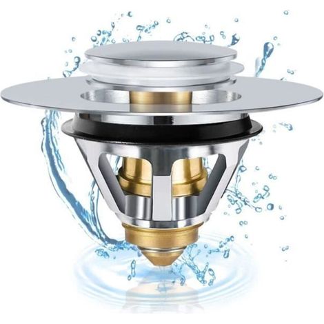 Bouchon de lavabo - Universel - Acier inoxydable - 34-38mm - Anti-bouchon - Installation facile (1/4)