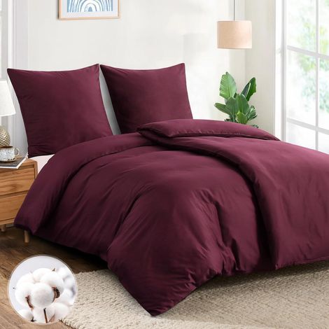 Bettwäsche Baumwolle 2er Set Kissenbezüge 80x80 135x200 4teilig Rot (1/5)