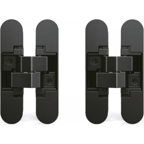 Charnière invisible pour portes, Lot de 2 charnières invisibles pour portes lourdes, charge de 40 kg, ouverture de 180º, zamak, noir (1/5)