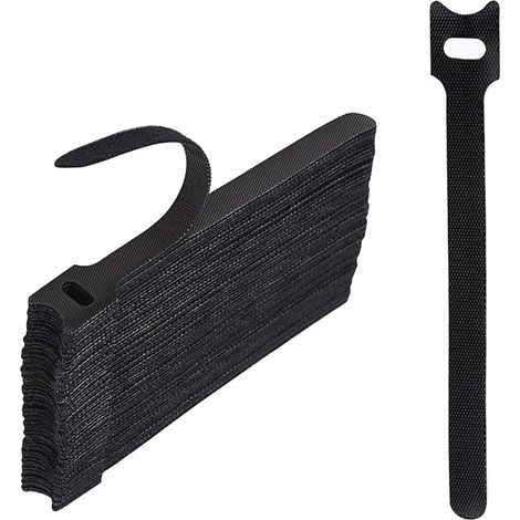 Attaches de câbles réutilisables [50 pièces], attaches de câbles réutilisables, réglables et amovibles, pour ranger et organiser tous les câbles. (1/4)