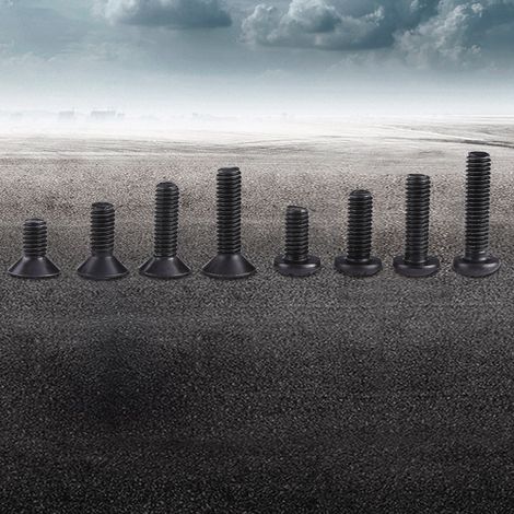 Ensemble de 180 vis M3 noires haute résistance à tête fraisée hexagonale et rondelles plates (1/4)