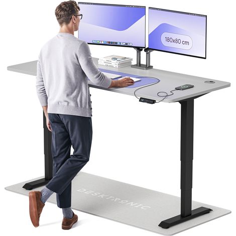 Desktronic Bureau assis debout HomePro - 180x80cm - Noir/Gris