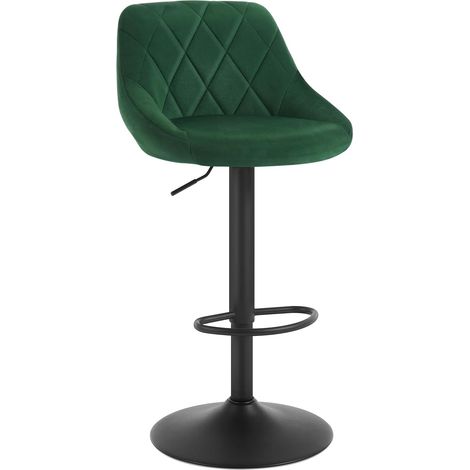 WOLTU Sgabelli bar, Set di 1 Sgabelli da Bar in Velluto Sgabelli Alti Cucina con Schienale, Sedie da Bar Regolabile e Girevole, Verde Scuro (1/5)