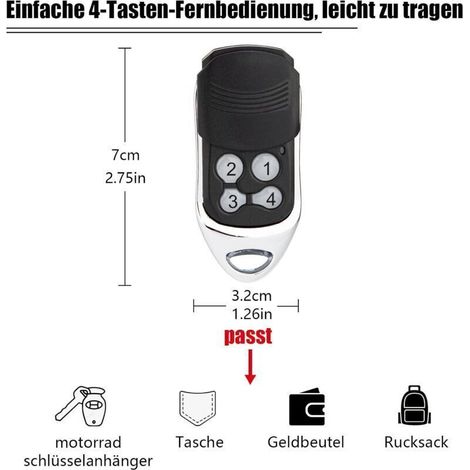 Lot de 2 télécommandes à code tournant – Compatible Normstahl Crawford EA433 2KS, RCU 433-2 – Fréquence 433,92 MHz – Accessoire domotique