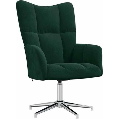 Fauteuil lounge en velours vert foncé (1/5)