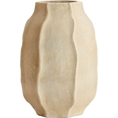 Light & Living Vase Saphira aus mattem Stein in Sandfarbe -