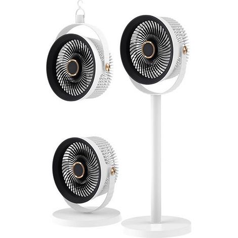 Ventilateur sur pied - Rechargeable - 5 vitesses de ventilation - 4 hauteurs réglables - Convient pour la maison et le bureau - Noir (1/5)