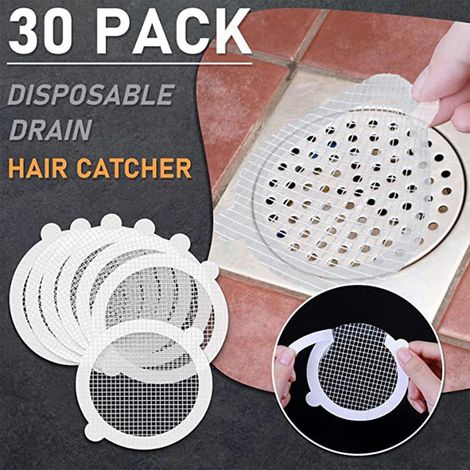 Filtre Cheveux Drain Douchette - Maille 0,5 cm - Adhésif Renforcé - Pour Baignoire Lavabo Cuisine Salle De Bain - 30 Pièces (1/5)