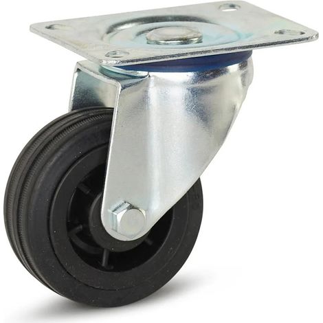 Roulette pivotante - MESO - Caoutchouc - Platine - 80mm - 60kg (1/2)