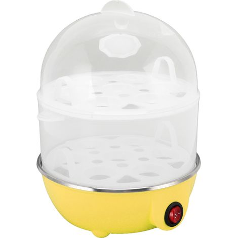 Cuiseur à œufs domestique 350 W, 2 niveaux, 14 œufs par cuisson, arrêt automatique, sécurité, durable, en polypropylène (PP), avec verre doseur. (1/5)