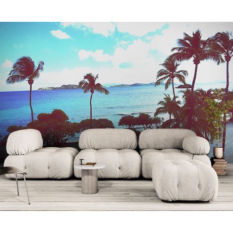 Papier peint Tropical – Plage sable blanc et palmiers - 150 x 250 cm (1/2)