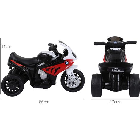 Elektromotorrad für Kinder von 18 bis 36 Monaten mit BMW-Führerschein S1000RR, Geschwindigkeit 2,5 km/h, Zuladung 20 kg, Maße 66 x 37 x 44 cm, Rot