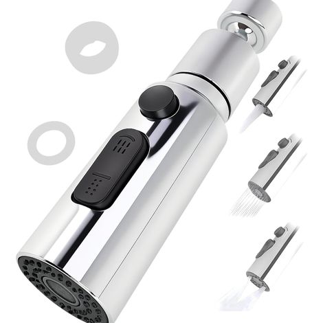 1 Embout Robinet Cuisine, 3 Modes Jet, Aérateur Pivotant 360 Degrés, Économiseur Eau, Pour Lavabo Salle Bain