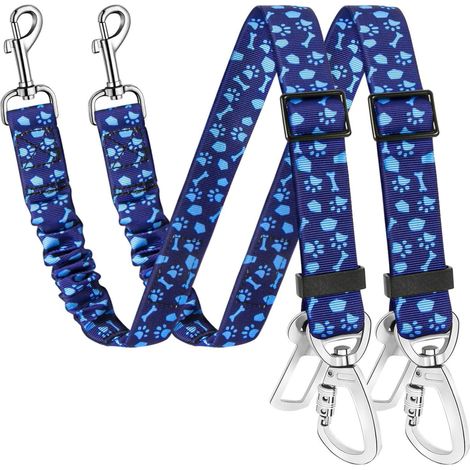 2er Set Hundegurt Auto mit Ruckdämpfung, verstellbar, blau (1/5)