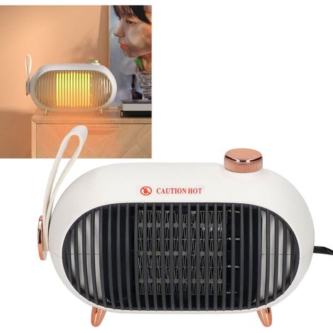 Calentador cerámico PTC pequeño de 900 W, calentamiento rápido, ajuste de 3 niveles, protección contra sobrecalentamiento, calentador de escritorio blanco de 110 V. (1/5)