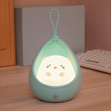 Veilleuse bleue, 10675125 mm, unité unique, veilleuse à capteur, lampe de chevet rechargeable par USB, lampe LED créative à capteur en silicone. (1/5)