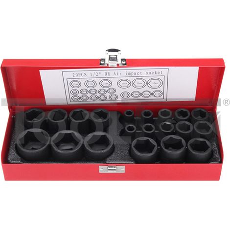 SET CHIAVI A BUSSOLE PER AVVITATORE A IMPATTO RINFORZATE 1/2" ESAGONALI 20pz