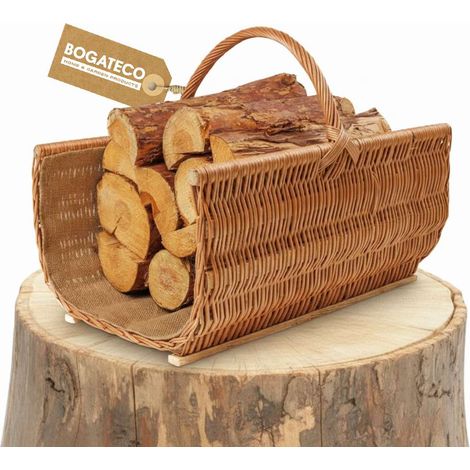 BOGATECO Panier en osier 60 cm avec jute pour bois de chauffage (1/5)