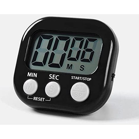Minuteur de cuisine numérique magnétique avec horloge, minuteur pour pâtisserie, cuisine, étude, entraînement d'entraînement, compte à rebours et compte à rebours (noir et blanc) (1/5)
