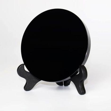 Miroir d'obsidienne noire, miroir de divination en obsidienne multifonction avec support pour décoration d'intérieur, et méditation (noir, 10 x cm) Noir 10cm (1/5)