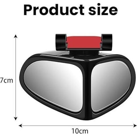 Set mit 2 2-in-1-Totwinkelspiegeln für Autos, 360 Grad verstellbarer, drehbarer Weitwinkelspiegel, universeller HD-Zusatzspiegel für Fahrzeuge, LKWs, SUVs (schwarz) (1/4)