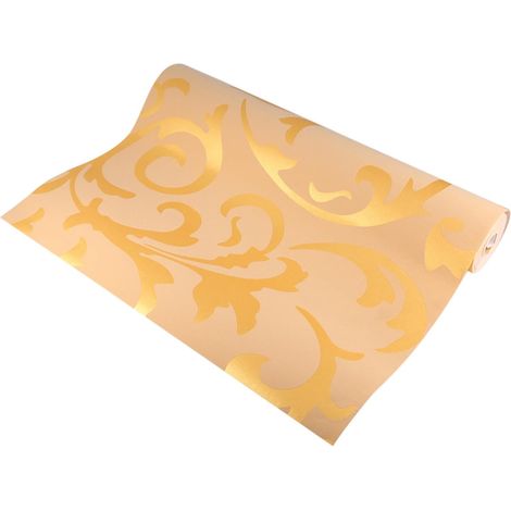 Gold Baroque 3D Damask Peel and Stick Wallpaper (1/5)