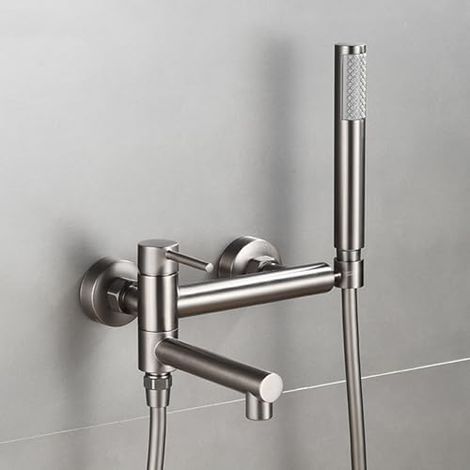 Wall-mounted bath and shower faucet, 90-degree swivel, single handle, hot/cold water mixer. (1/5)