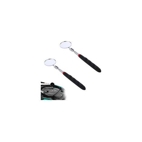 2 Pcs Miroir Telescopique,Miroirs D'inspection Voiture avec Poignée Télescopique,Miroir Mecanique Auto Miroirs,Miroirs Télescopiques, Miroirs D'inspection Réglables,pour Réparation Auto,Noir