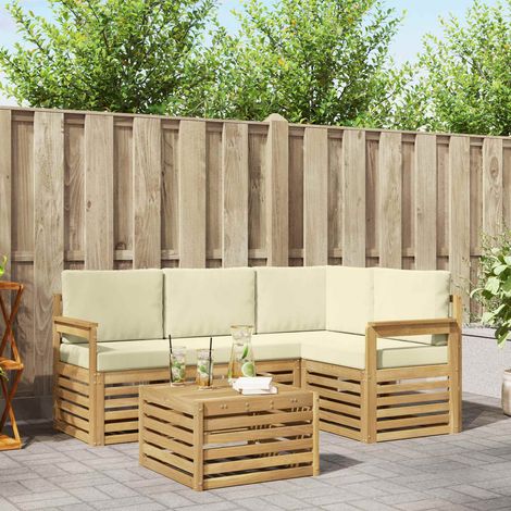 vidaXL Outdoor-Sofagarnitur 5 pcs Weiß und Creme 59 x 59 x 37 cm (1/5)