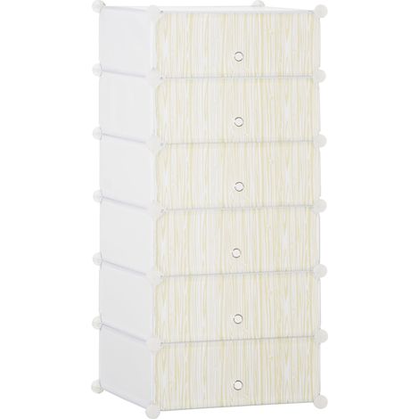 Scarpiera Modulare 45x36,5x108 cm 6 Cubi in Plastica e Acciaio Bianco (1/5)