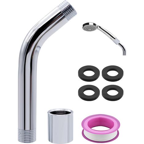 Rallonge de pommeau de douche 1/2" - Pour salle de bain - Avec accessoires de douche + 4 joints + bande d'étanchéité à tambour (1/5)