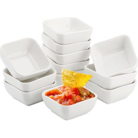 12 bols à sauce en céramique, forme ronde compacte, 7,6 cm de diamètre, pour apéritifs et condiments, usage quotidien (1/4)