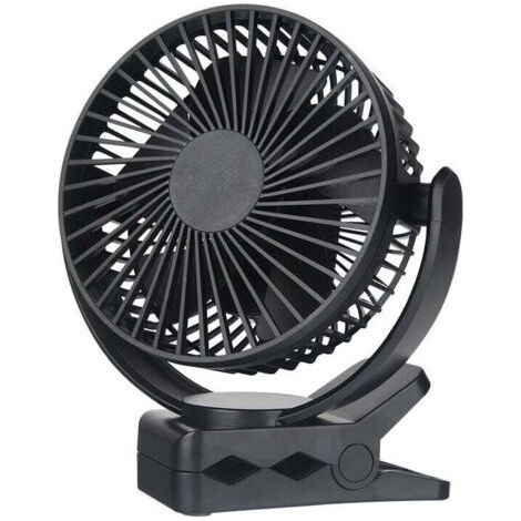 Mini ventilador USB con clip, 14 cm, con batería de 5000 mAh, portátil pequeño ventilador de escritorio, 3 niveles de velocidad, giro de 360° en ambas direcciones, con cable USB, adecuado para hogares (1/5)