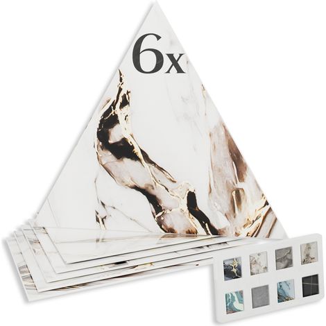 HEXIM Marmorplatten Optik Dreieck Set 6 Stück SPC Dekor Fliesen innen außen: 80115, 6 Stück
