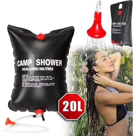 Sac de douche solaire portable de camping de 5 gallons (20 L) avec eau chaude.-AquaForge (1/5)
